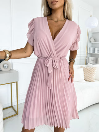 POWDER PINK FEATHER ENVELOPE DRESS