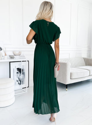FEATHER PLEAT MAXI WRAP DRESS SMOOTH BOTTLE