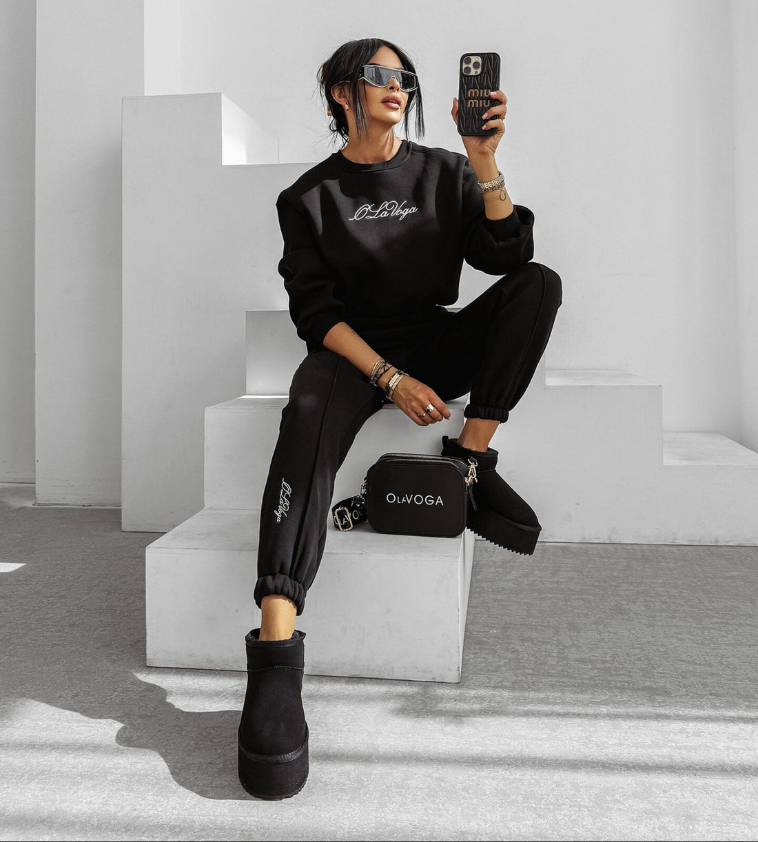 SCRITTO tracksuit set black