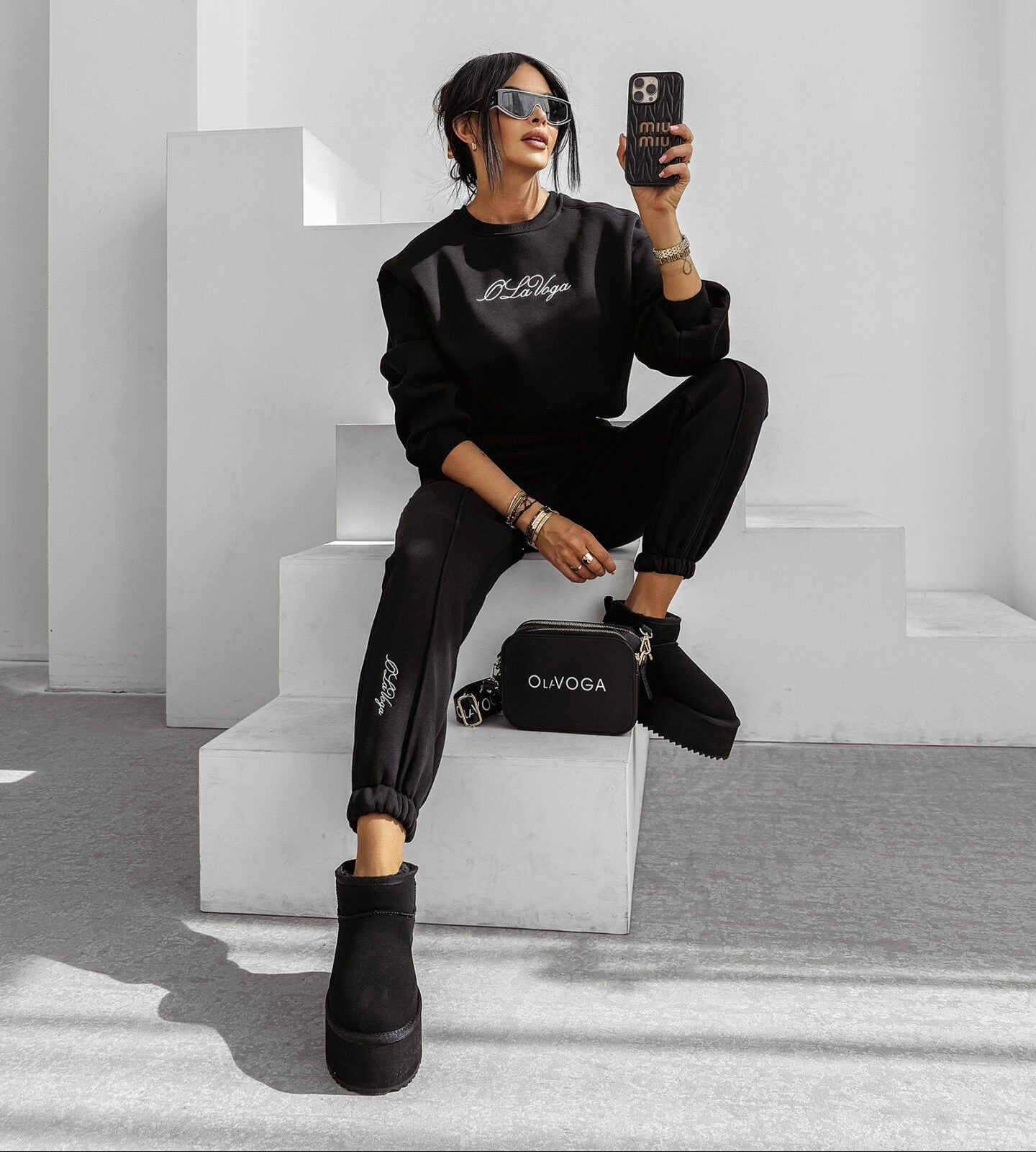 SCRITTO tracksuit set black