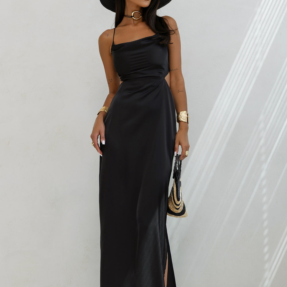 
                      
                        MAXI DRESS WITH CUTOUT BACK OBSIDIAN BLACK
                      
                    
